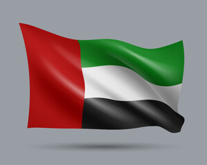 Wall Mural - Vector illustration of 3D-style flag of United Arab Emirates isolated on light background. Created using gradient meshes, EPS 10 vector design element from world collection