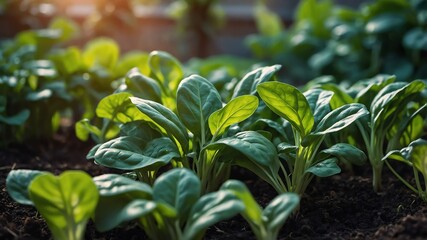 Poster - spinach plant in garden background