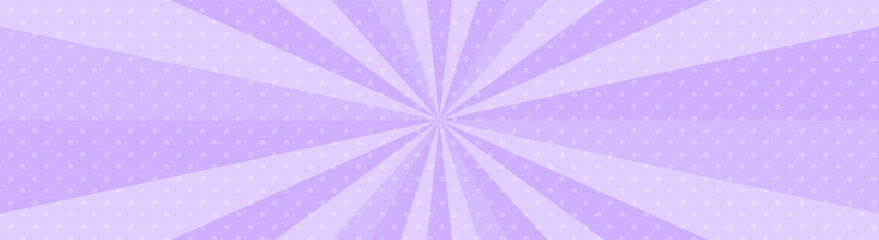 Wall Mural - かわいいポップな集中線　紫　ドット　サンバースト　縦　　Illustration with retro comic effect. Cute purple burst background.