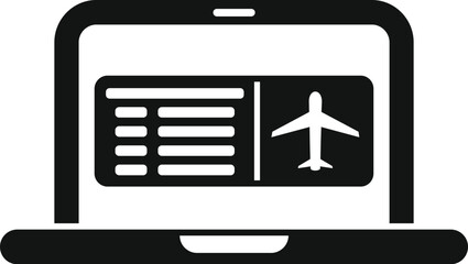 Poster - Simple icon representing the concept of booking flights online using a laptop