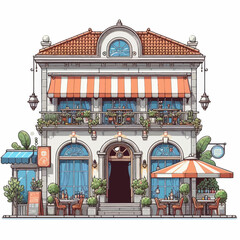 vector of restaurant with high detail in white background  