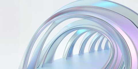 Wall Mural - A captivating 3D render showcasing abstract rounded lines against a light background.