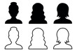 © AsadWafa - Silhouette of girl face from Front side. Collection of avatars vector illustration.