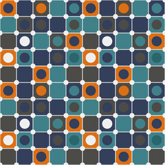 Poster - Tiles with dots between them, as well as inside the tiles. Stylish colored tile pattern, seamless geometric and vector.