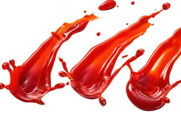 Canvas Print - Close-up shot of multiple red liquids splashing and merging together