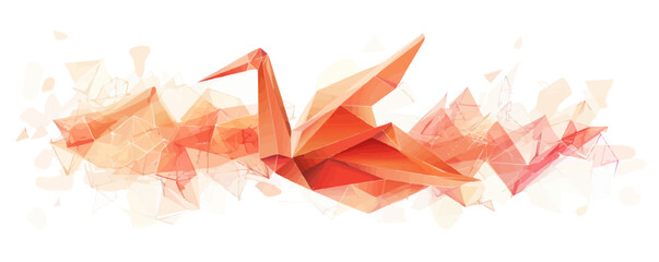 Wall Mural - origami crane on a white background. vector flat minimalistic isolated illustration.