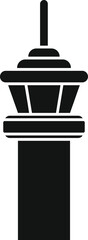 Sticker - Simple black and white icon of an airport control tower, representing air travel and navigation