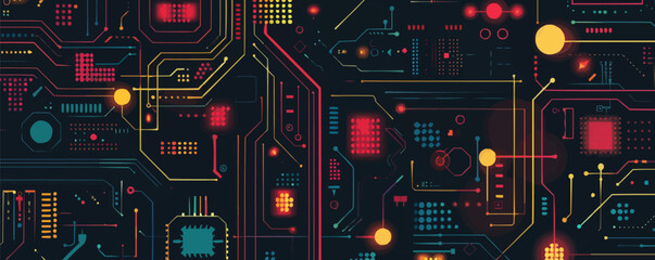 Wall Mural - abstract digital circuit pattern, vector flat minimalistic isolated illustration