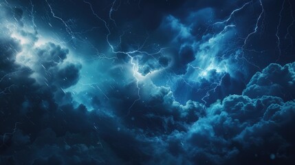 Wall Mural - A stormy sky filled with clouds and lightning, great for weather or nature-themed projects
