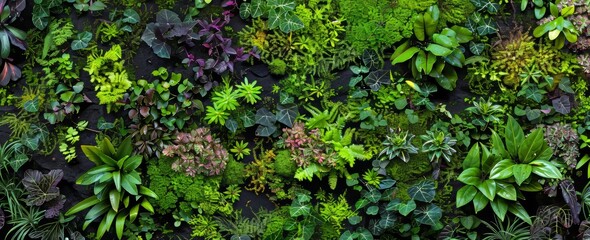 Wall Mural - Green plant wall, herbs wall, natural green wallpaper. Forest nature background.