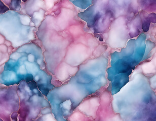 Wall Mural - Transparent pink blue purple cracked jade cut marble background