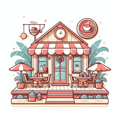 Poster - vector of restaurant with high detail in white background  