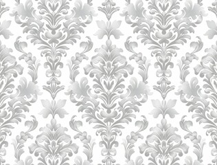 Wall Mural - Damask tapestry, floral wallpaper, baroque retro flower, white background