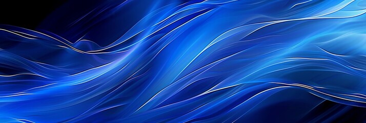 The background is dark with smooth waves in an abstract blue wallpaper