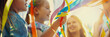 © smth.design - Colorful Ribbons and Smiling Children Joyful Outdoor Celebration in Sunlight