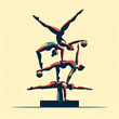 © Galeno - minimalist illustration acrobatic gymnasts performing balancing act