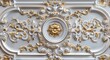 © Mark - An attractive white and gold decorative frame backdrop embellishes the ceiling 3D wallpaper.