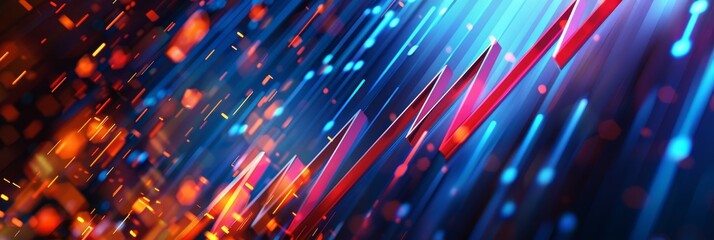 Canvas Print - Dynamic Abstract Light Streaks - Vibrant abstract light patterns featuring bold red and blue streaks with glowing bokeh effects, evoking a sense of speed and energy. Perfect for technology backgrounds