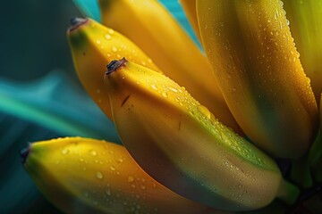 Poster - Fresh bananas in a bunch, great for fruit photography or food illustrations