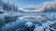 © Mark - An HD 8K wallpaper of a winter scene in the mountains