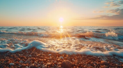 Wall Mural - The sunset on the beach HD 8K wallpaper is an image of stock photography