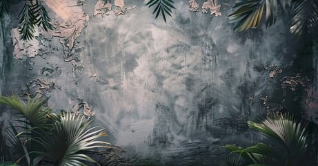 The tropical texture is on a watercolor background in pastel colors, and the photo wallpaper is vintage style in pastel colors