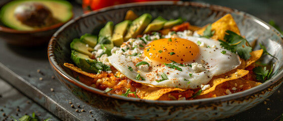 Poster - Gourmet Huevos Rancheros with Fresh Avocado and Herbs