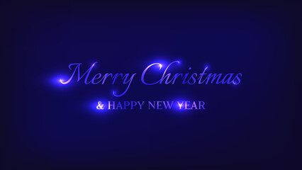 Wall Mural - Merry Christmas and Happy New Year neon background