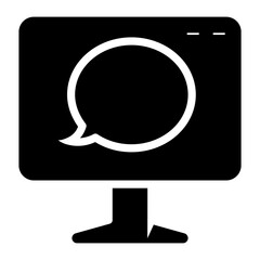 Wall Mural - chat on computer monitor glyph icon