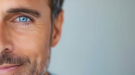 Canvas Print - A man with blue eyes looking at the camera.