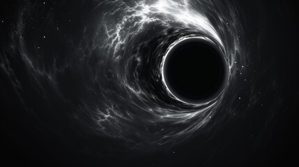 realistic isolated Black Hole in space background for template decoration and wallpaper covering. Concept of universe and wormhole