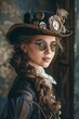 © Jorge Ferreiro - Portrait of a beautiful steampunk woman vintage