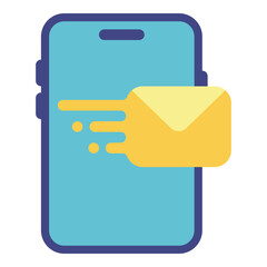 Poster - send email message on smartphone flat illustration