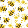 © PalaG - Buzzing Happiness: Cheerful Bees and Honeycombs in a Vibrant Hive