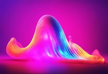 Wall Mural - neon wave background Abstract holographic iridescent curved fluid 3d motion render