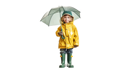 Wall Mural - kid with umbrella cutout. happy kid with umbrella