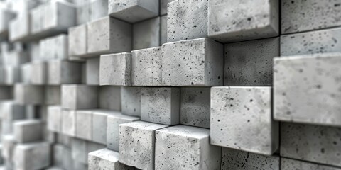 Poster - Abstract Concrete Block Wall Pattern In Grey Hues