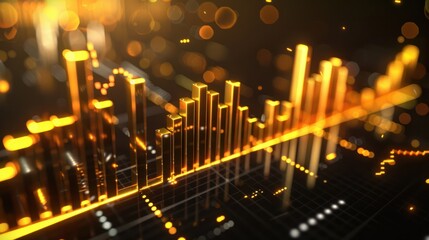 golden financial graph on black background stock market investment success