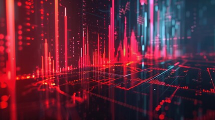 Wall Mural - stock market growth charts graphs 3d futuristic finance economy business datum diagram marketing ill