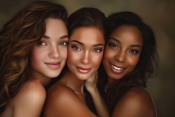 Wall Mural - Celebrating the confidence and vitality of healthy skin and radiant faces reveals the natural beauty in all its brilliance. Skin care highlights the charm and elegance with a flawless complexion