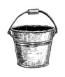 © slowbuzzstudio - retro bucket engraving black and white outline