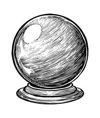 Wall Mural - round crystal ball engraving black and white outline