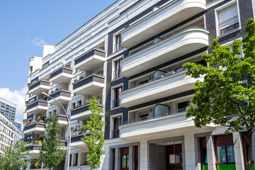 Modern apartment buildings seen in Berlin, Germany