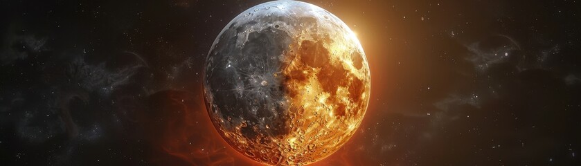 Wall Mural - A close up of a sun with a moon on it