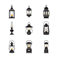 Wall Mural - set of lanterns silhouette