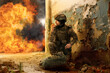 © New Africa - Soldier using radio in destroyed building during military operation