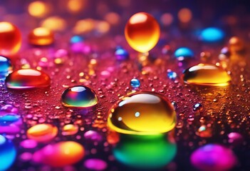 Wall Mural - background Abstract Oil water render drops blurred 3d colorful texture Rainbow
