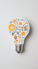 creative light bulb illustration encompassing business, technology, and innovation concepts, perfect