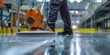 © Da - Abstract worker polishing hard floor with high speed polishing machine. Sanding floors, water tiles, polishing, Labor Day, overtime, hard work, stressful life, optimistic life. 4k HD wallpapers, backg