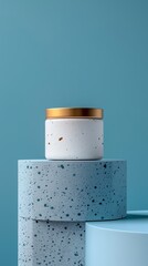 Wall Mural - A jar of some sort is sitting on top of a blue and white pedestal